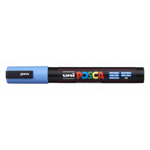 Маркер UNI Posca PC-5M, на водной основе, небесно-голубой (48)