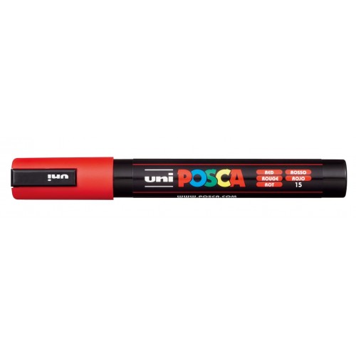 Marķieris UNI Posca PC-5M, ūdens bāzes, sarkans (15)