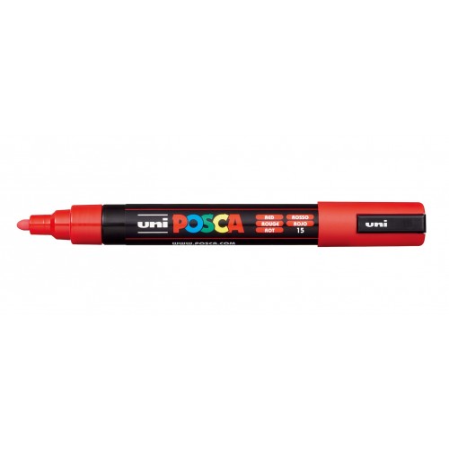 Marķieris UNI Posca PC-5M, ūdens bāzes, sarkans (15)