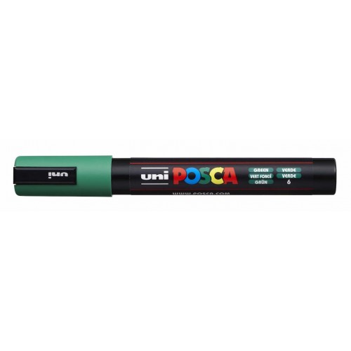 Marķieris UNI Posca PC-5M, ūdens bāzes, zaļš (6)