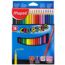 Krāsaini zīmuļi 18 krāsas Maped 18 colorpeps Krāsaini zīmuļi 18 krāsas Maped 18 colorpeps