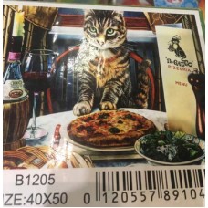 Gleznošana almaza (mazaīka): Kaķēns un pica Gleznošana almaza (mazaīka): Kaķēns un pica