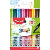 Marķieri MAPED Graph'Peps Metal.design 0.8mm 12 krāsas