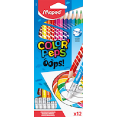 Zīmuļkrāsas MAPED ar dzēšgumiju "Color`Peps Oops" 12kr