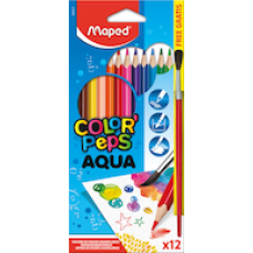 Zīmuļkrāsas MAPED "Color`Peps" Aqua 12 krāsas + 1 ota