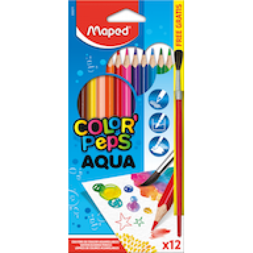 Цветные карандаши MAPED "Color`Peps" Aqua 12 цветов + 1 кисть