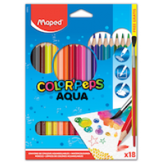 Zīmuļkrāsas MAPED "Color`Peps" Aqua 18 krāsas + 1 ota