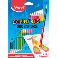 Zīmuļkrāsas MAPED "Color`Peps" DUO 18 gab. Zīmuļkrāsas MAPED "Color`Peps" DUO 18 gab.