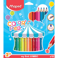 Zīmuļkrāsas MAPED "Jumbo Maxi" 18 krāsas Zīmuļkrāsas MAPED "Jumbo Maxi" 18 krāsas